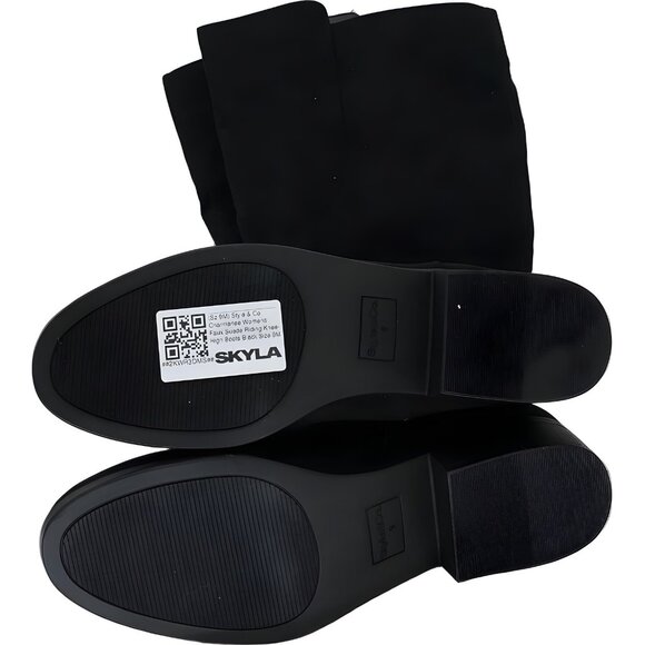 Black Suede Knee-High Women's Boots - Picture 6 of 8